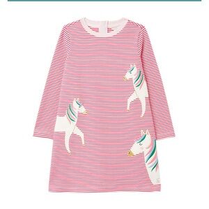 Joules Pink Striped Unicorn Print Dress
